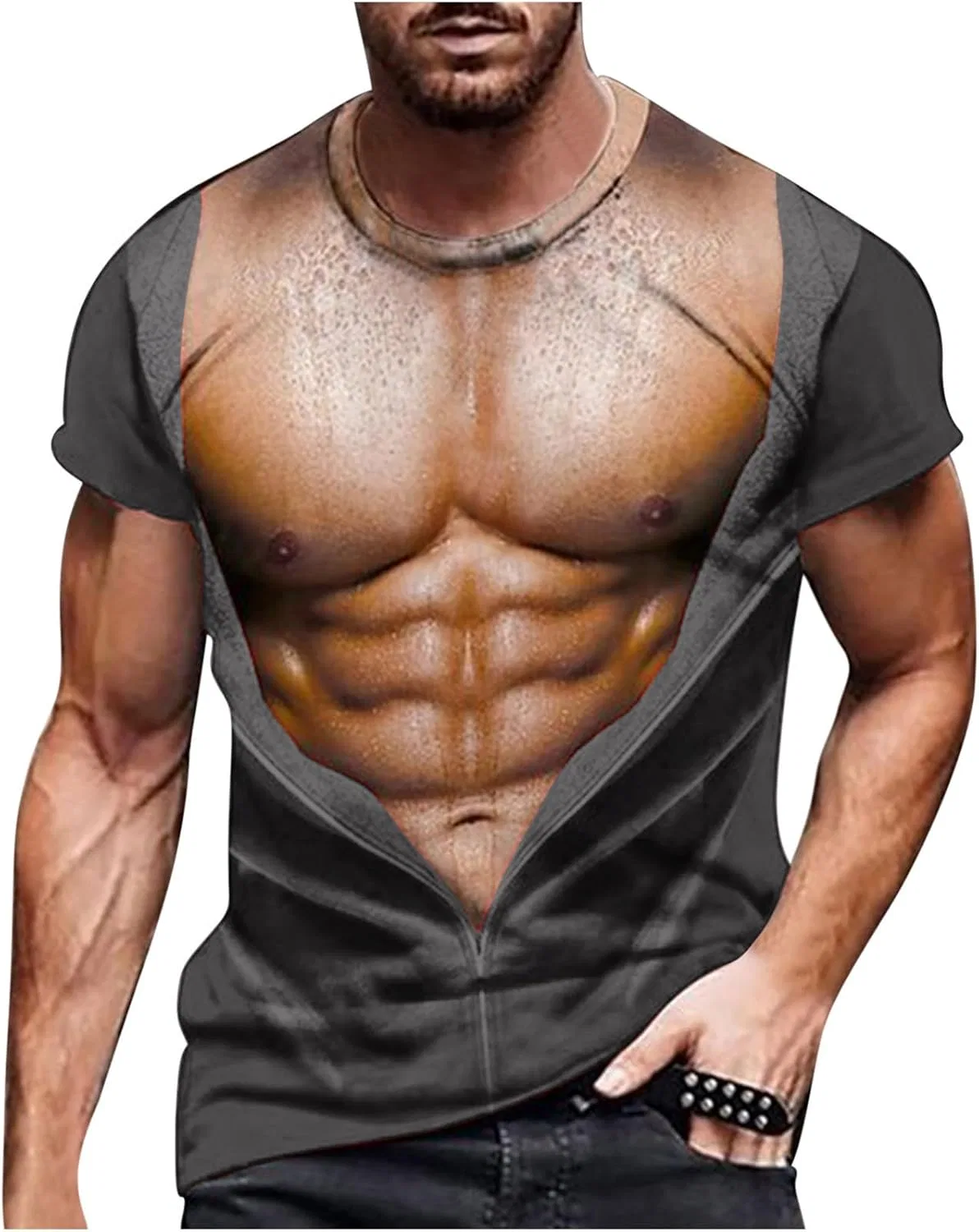 Мужская футболка с принтом Muscle, Dark Gray