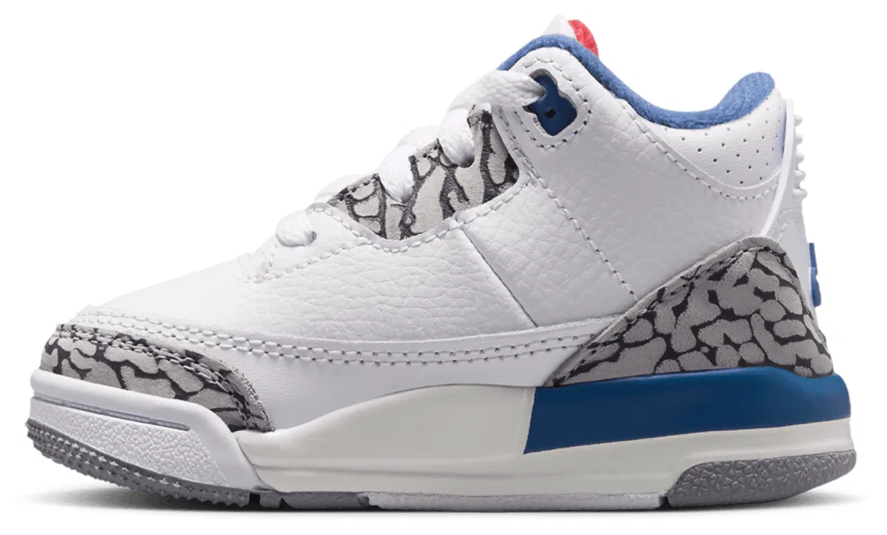 Детские кроссовки для мальчиков с принтом Jordan Retro 3, White/Red/Gray — фото 2