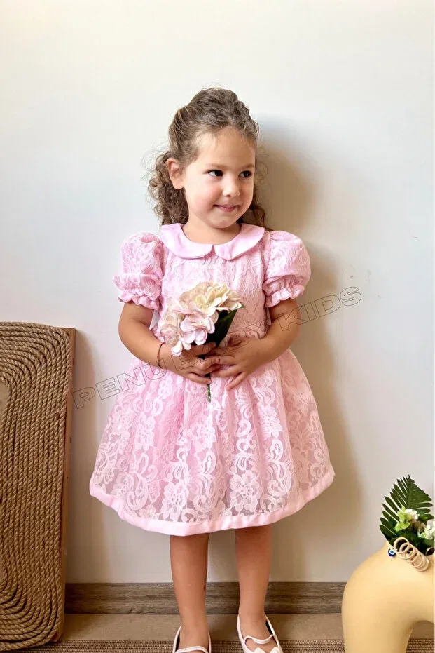 Детское платье для девочек кружевное Penu Baby Kids, Pink — фото 2