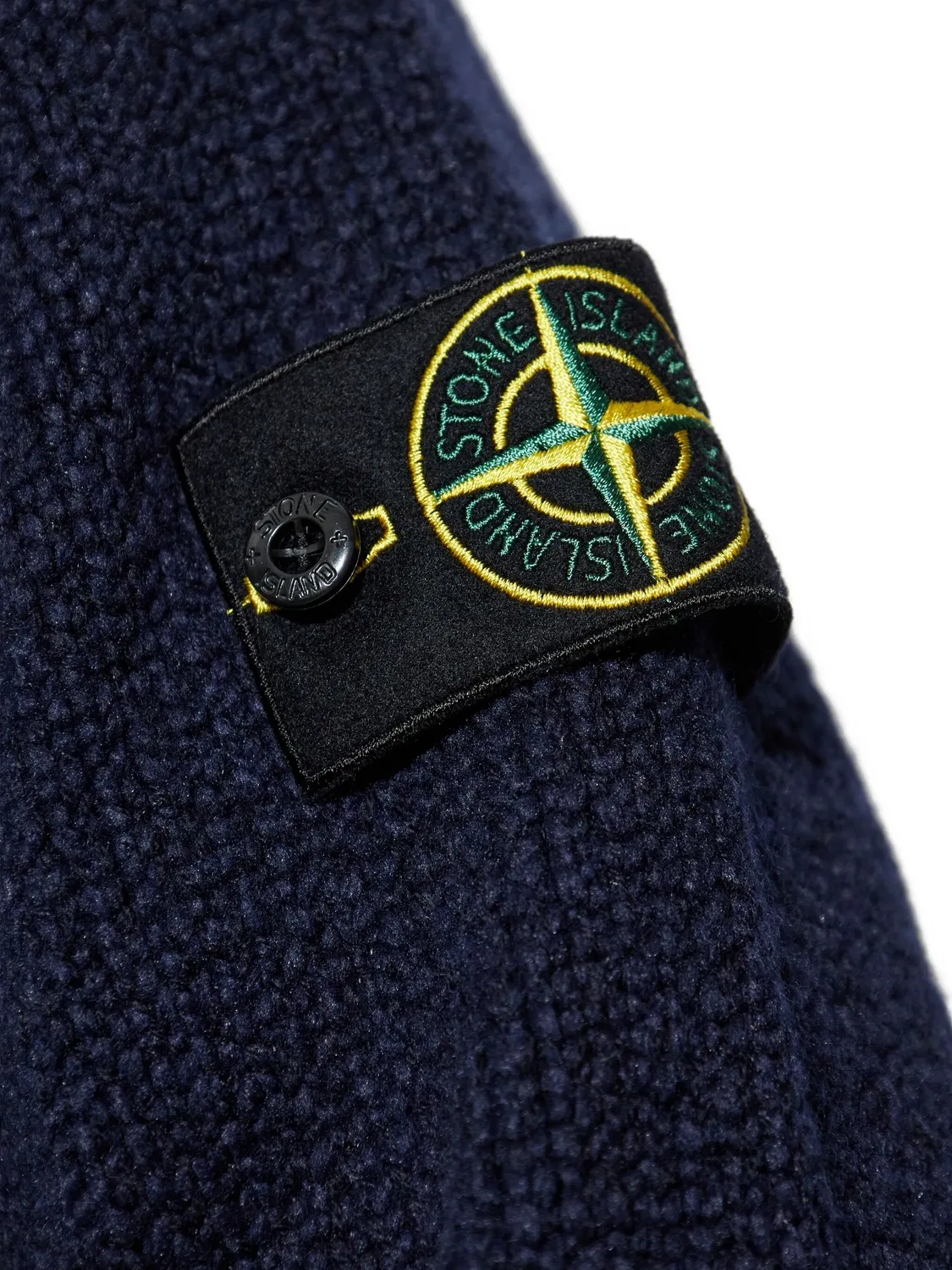 Свитер из шерсти с заклепками и застежкой на молнии Stone Island, темно-синий — фото 3
