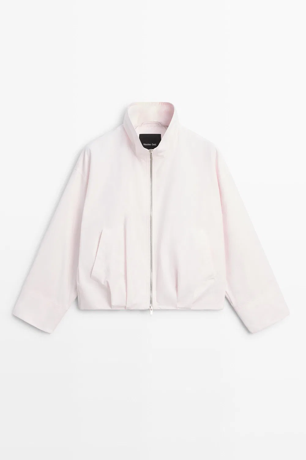 Куртка-бомбер Massimo Dutti, с высоким воротником, розовый — фото 2