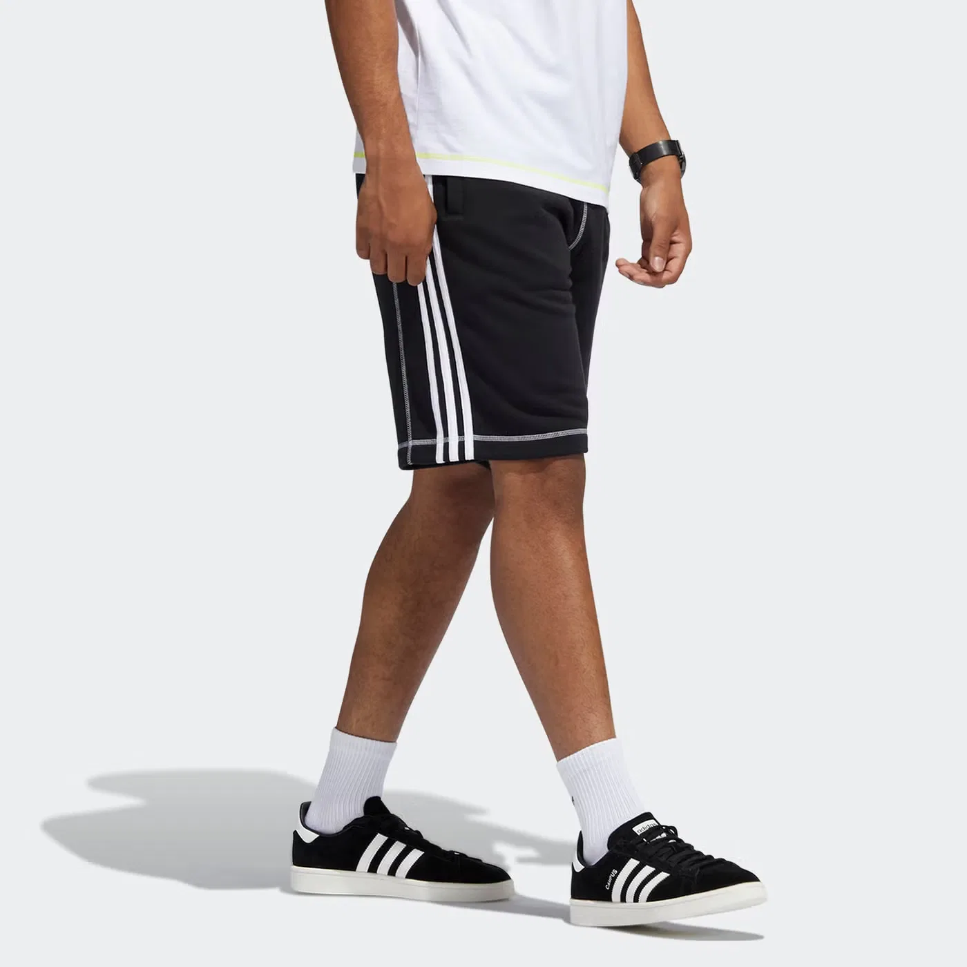 Шорты спортивные с контрастной строчкой Originals Cntrst Stitch Adidas, черный — фото 4