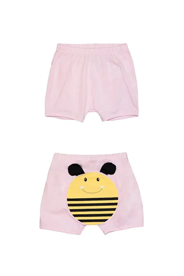 Детские шорты для девочек с принтом Pink Airplane Lovetti, Pale Pink — фото 3