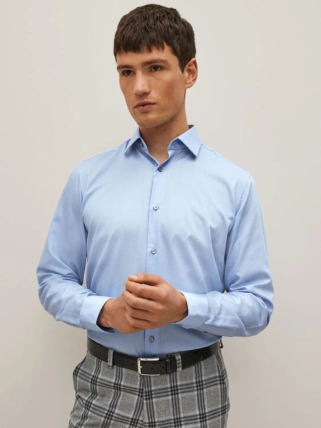 Рубашка повседневная с текстурой, Slim Fit Next, синяя