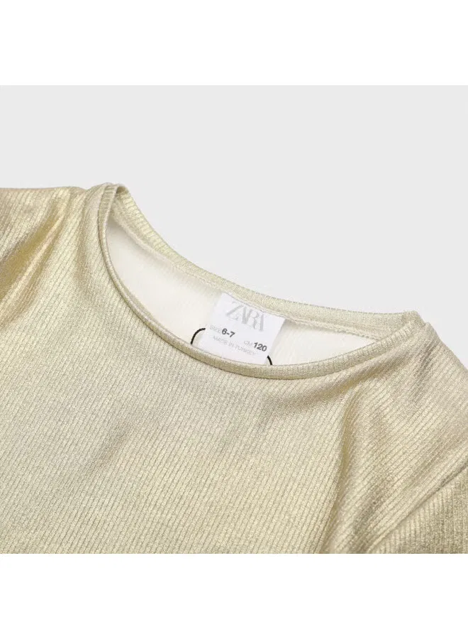 Футболка с блестками Zara, светло-желтый — фото 4
