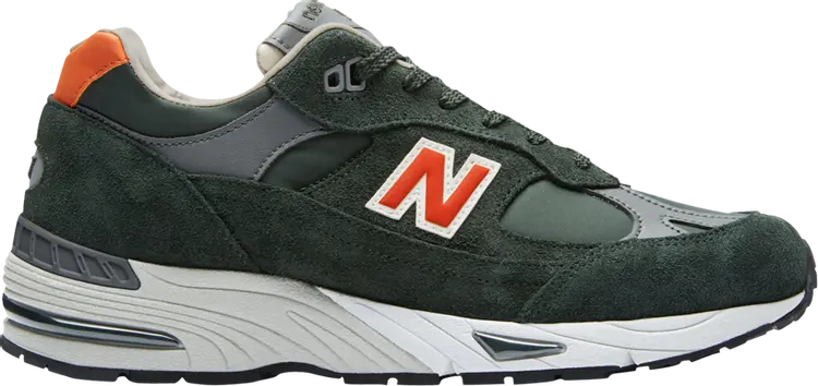 Кроссовки New Balance 991 Made In England 'Forest Green Orange', зеленый — фото 2