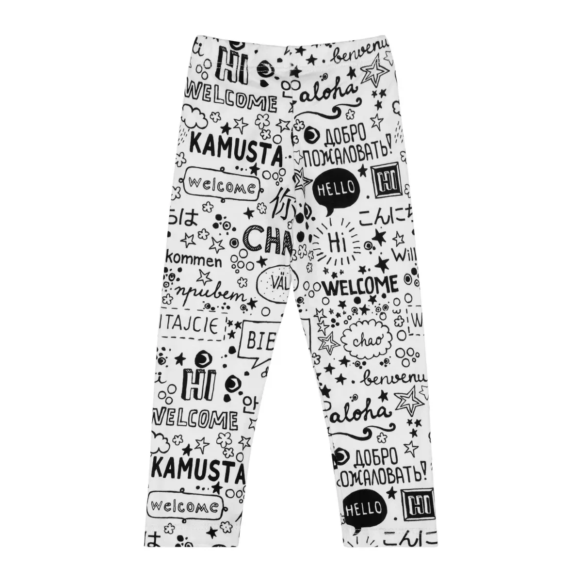 Детские леггинсы для девочек с принтом Hello Leggings Mixed Up Clothing, White — фото 2