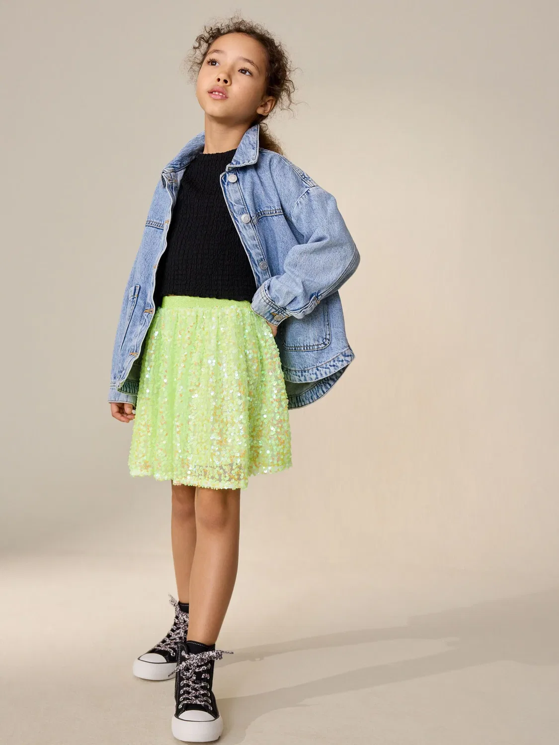 Юбка с пайетками Fluro Yellow Sequin Skirt Next, флуоресцентно-желтый — фото 2