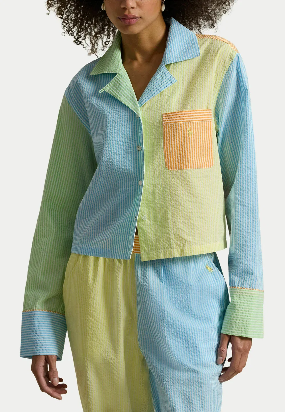Пижамный комплект из ткани с фестончатым краем и жатой текстурой Polo Ralph Lauren, Multicolour — фото 4