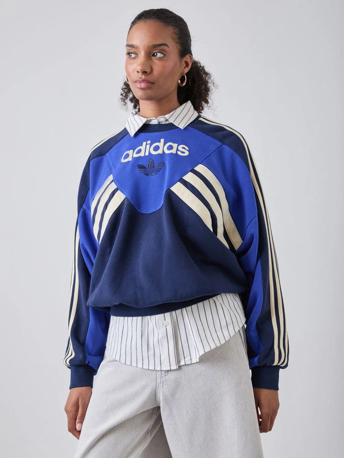 Свитшот с графическим принтом, оверсайз, adidas Originals, синий