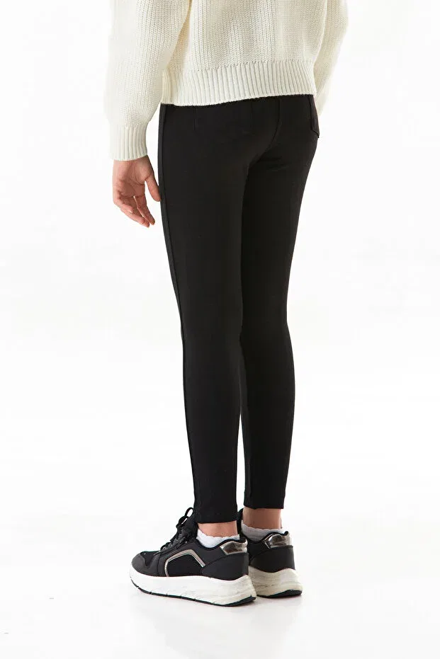 Детские леггинсы для девочек трикотажные Steel knitted Fulla Moda, Black — фото 4
