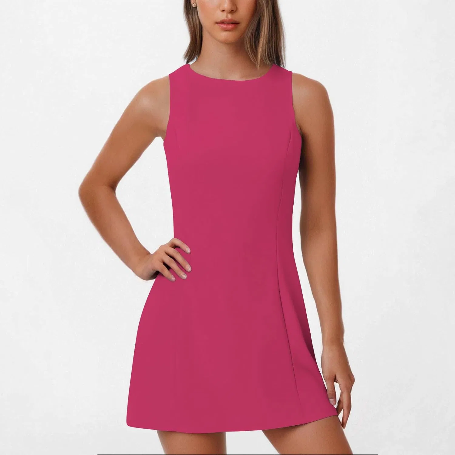 Женское повседневное платье теннисное A-силуэта, Hot Pink — фото 2