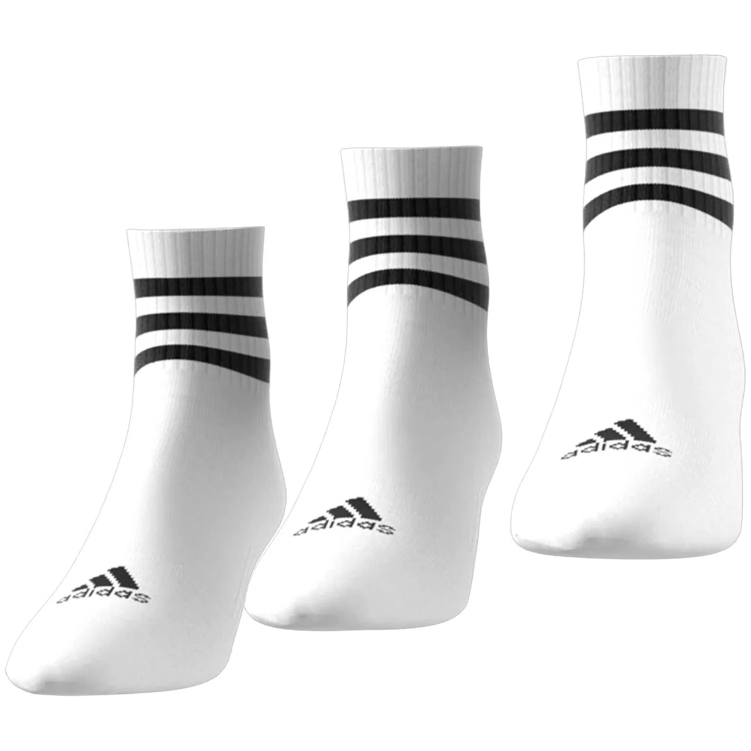 Мужские носки с принтом 3-Stripes Cushioned Sportswear Mid-Cut Socks 3P Adidas, Weiss — фото 3