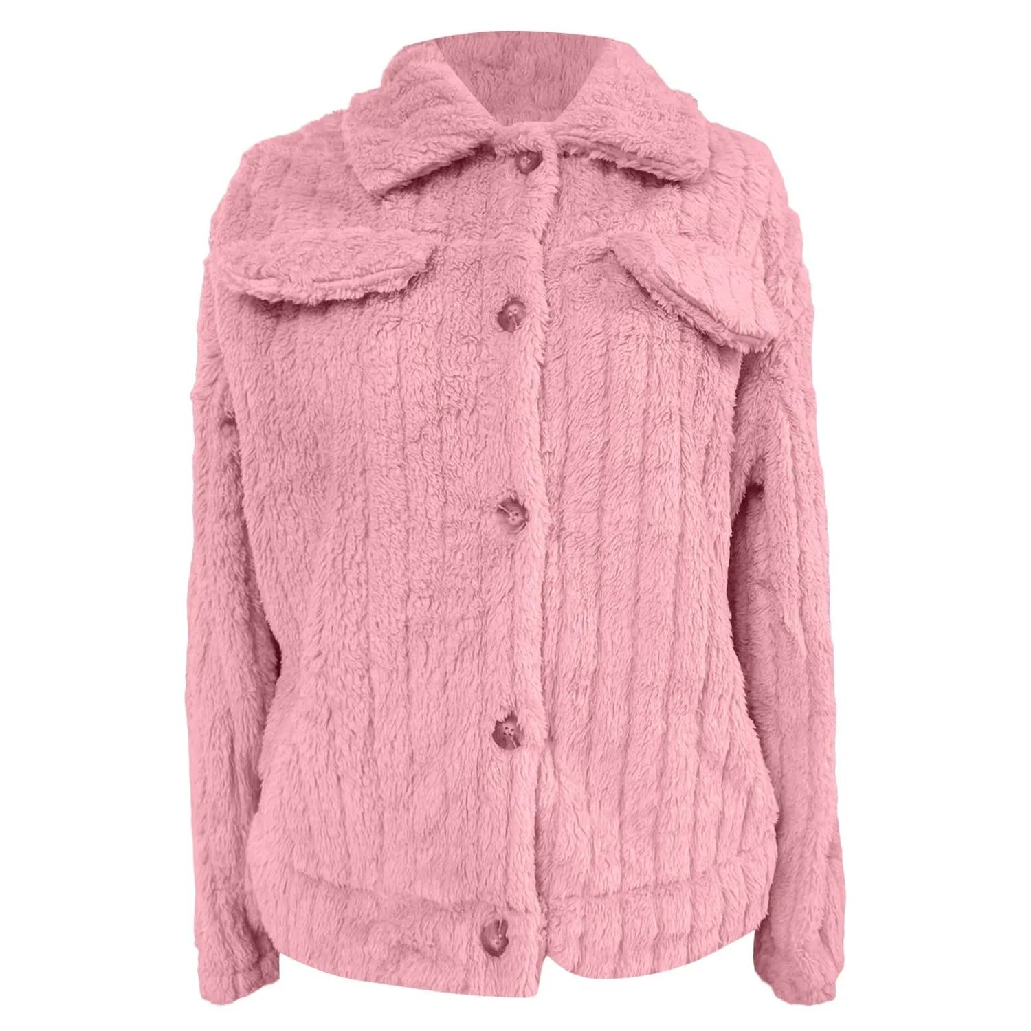 Женская куртка с капюшоном из плюша с молнией, rosa — фото 4