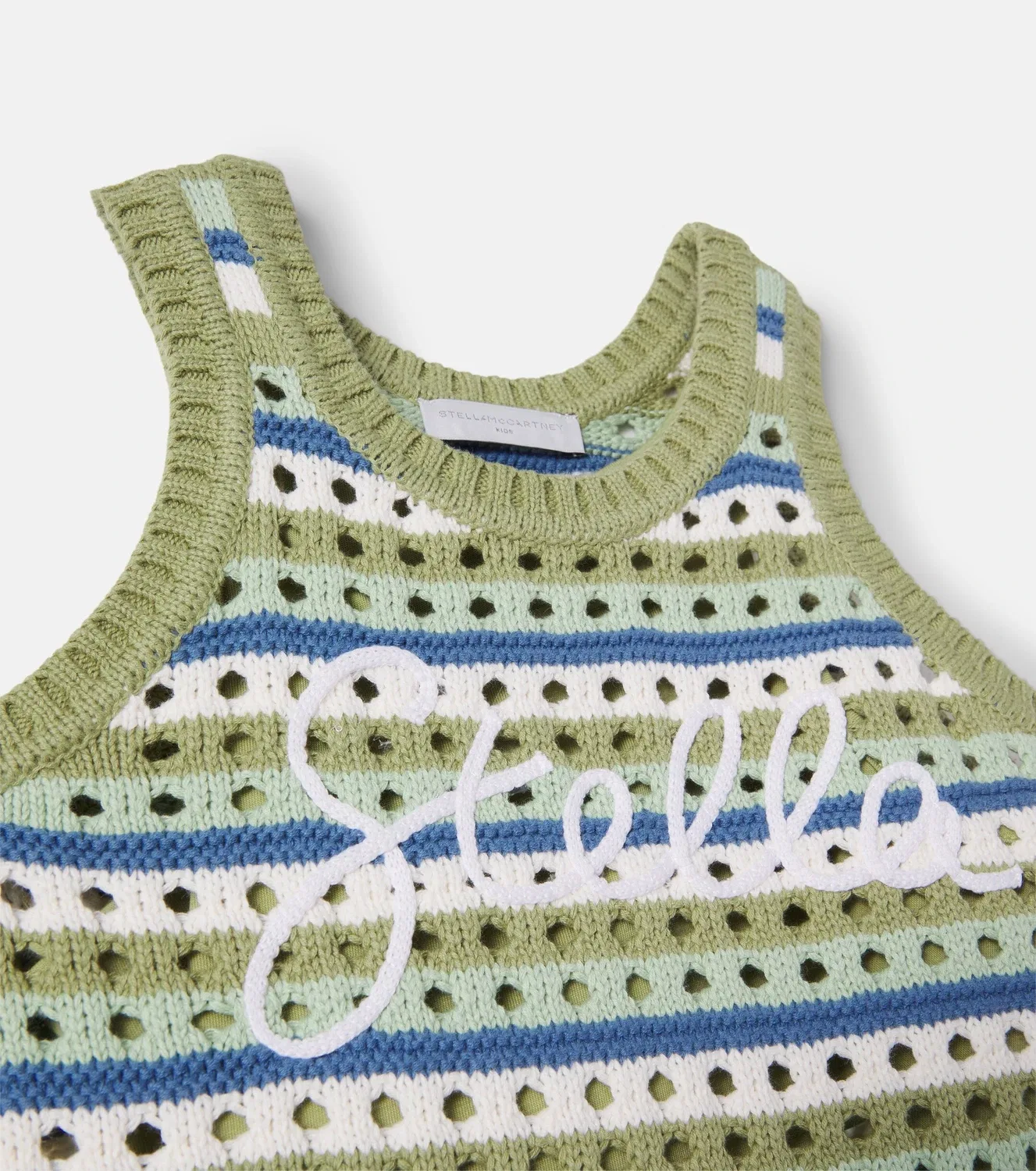 Платье вязаное хлопковое Stella Mccartney Kids, зеленый — фото 3