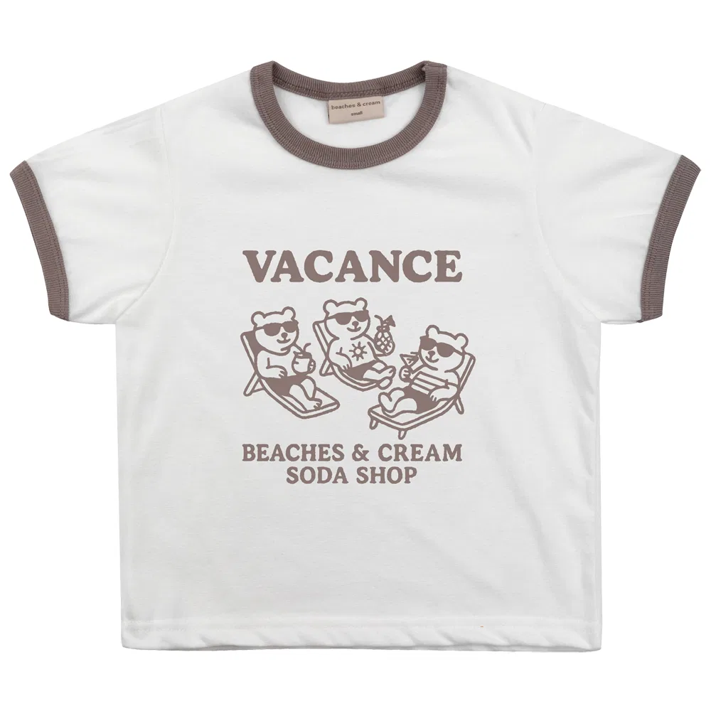 Детская футболка с коротким рукавом с принтом Ваканс Лингер Винтаж Браун BEACHESAND CREAM KIDS, Коричневый