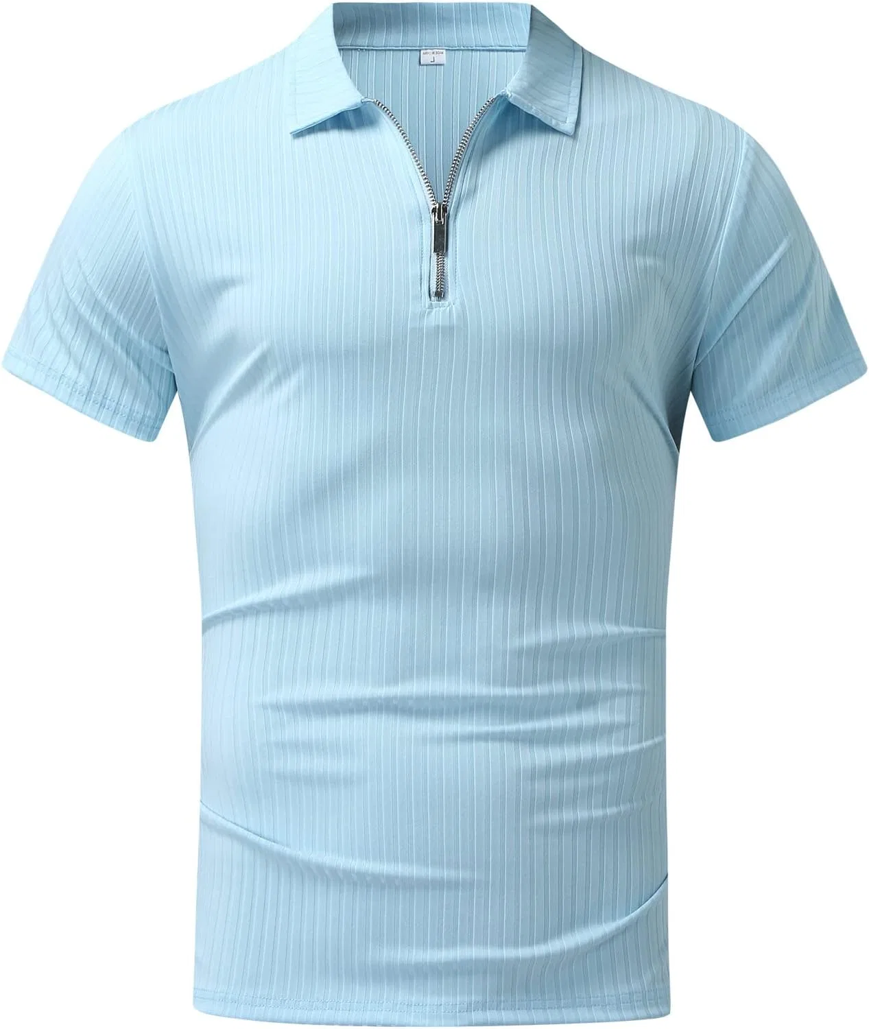 Мужское поло с текстурированным узором Generic, Light Blue — фото 3