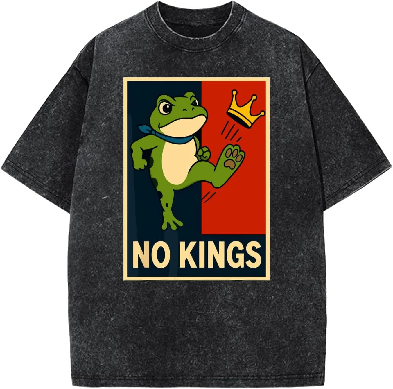 Футболка с принтом лягушки No King Shirt-004, Wash Black