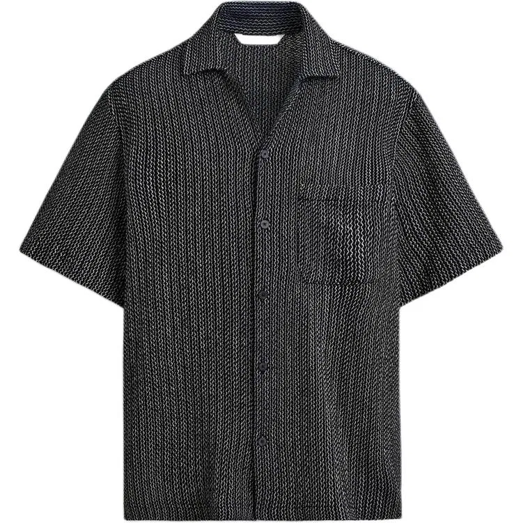 Мужская рубашка с кубинским воротником Sea Blue ZARA, Sea Blue
