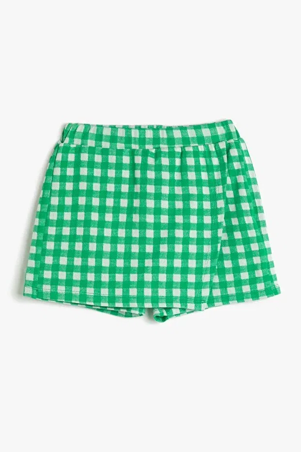 Детские шорты для девочек с принтом Koton Kids, Green Patterned