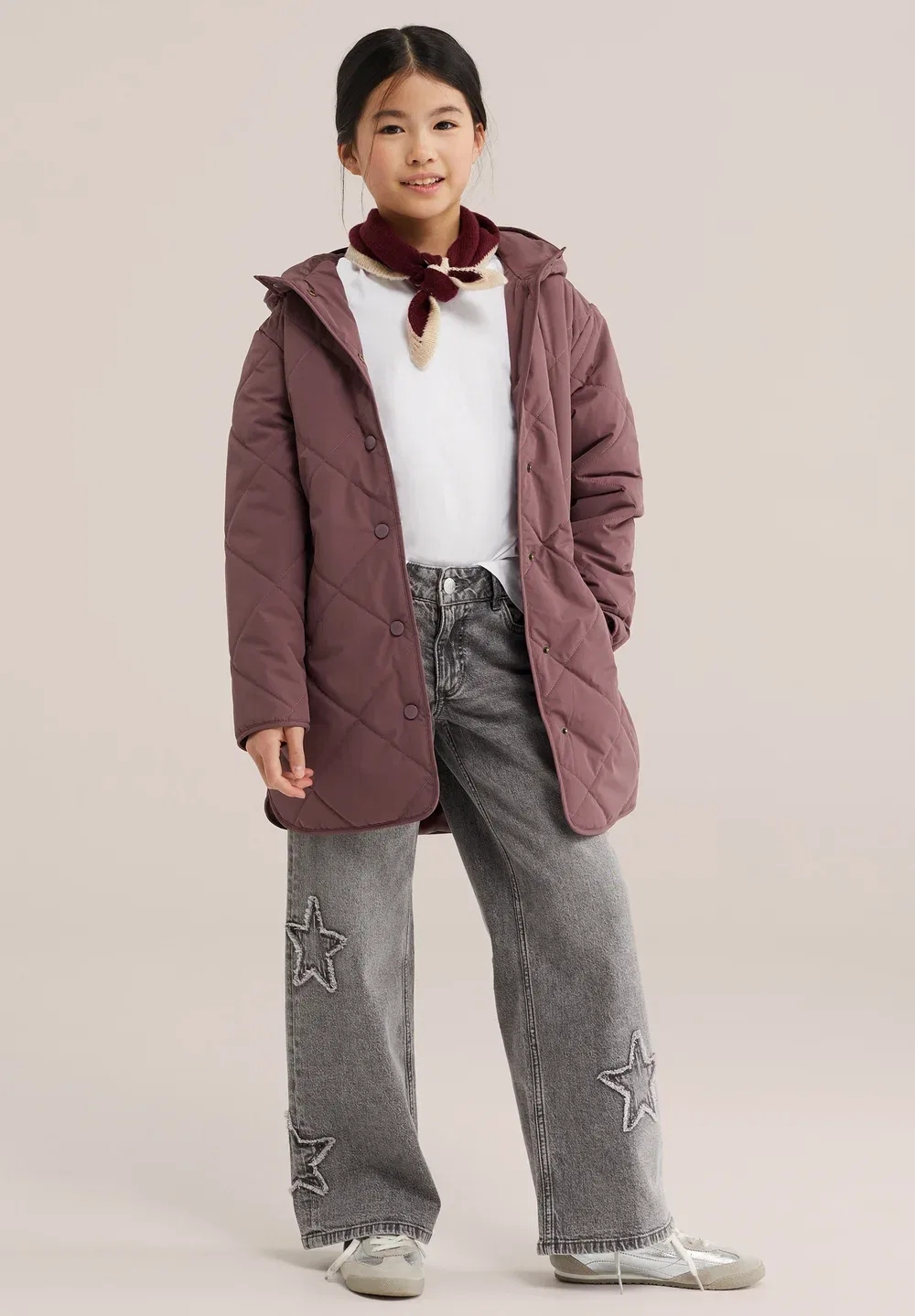 Wasserabweisender mantel mit kapuze für mädchen - зимнее пальто We Fashion, Malve