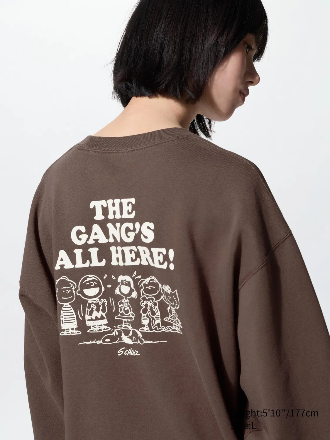 Толстовка Uniqlo Peanuts, с надписью "Peanuts", коричневый — фото 3