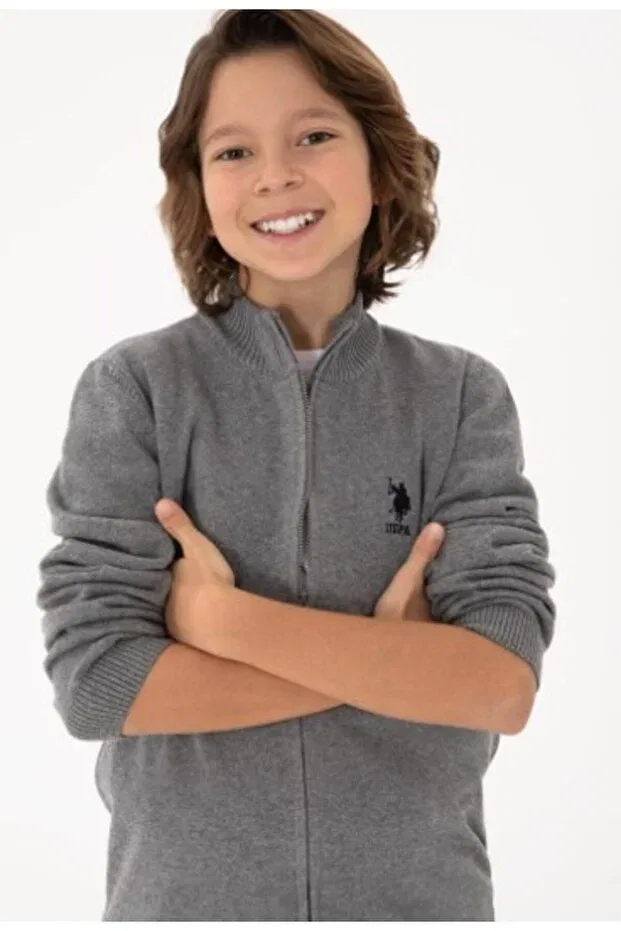 Детский кардиган для мальчиков из трикотажа U.S. Polo Assn., Gray Melange