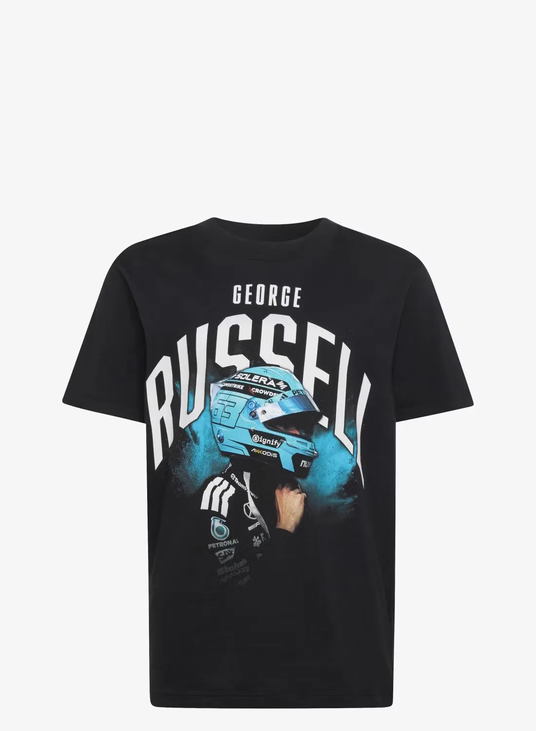 Футболка с принтом Mercedes - AMG Petronas Formula 1 Team George Russell Adidas, черный — фото 2