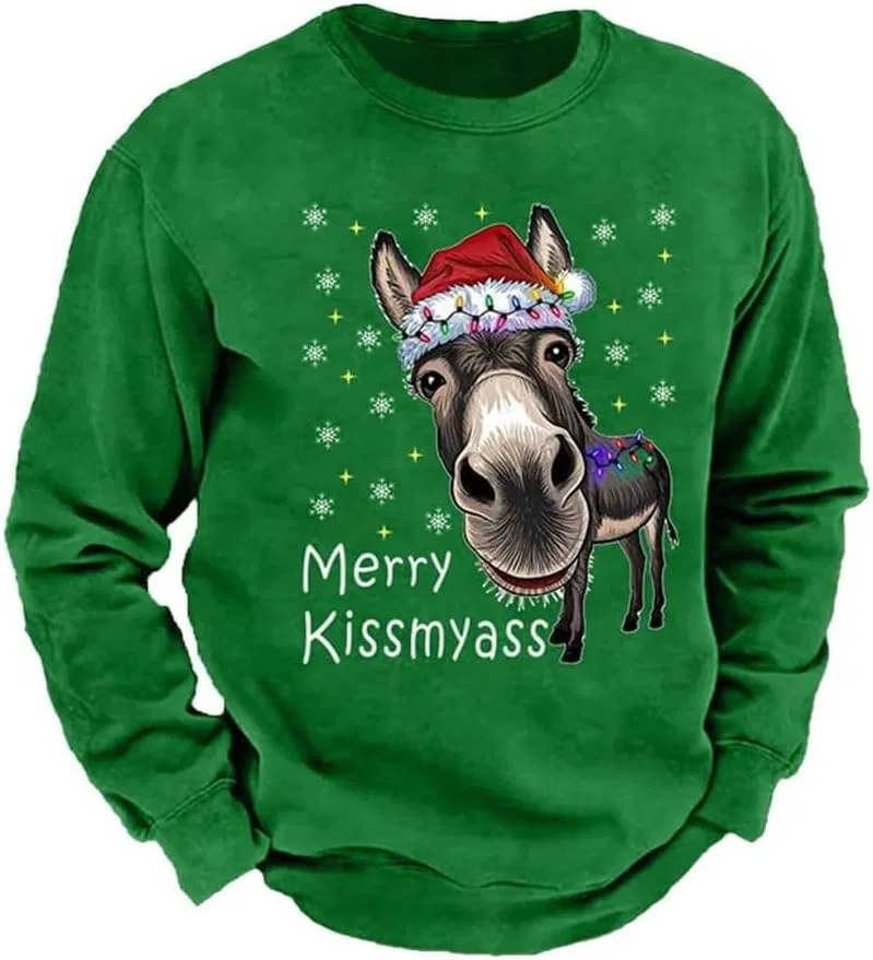 Мужской свитшот с принтом Merry Kissmyass, зелёный
