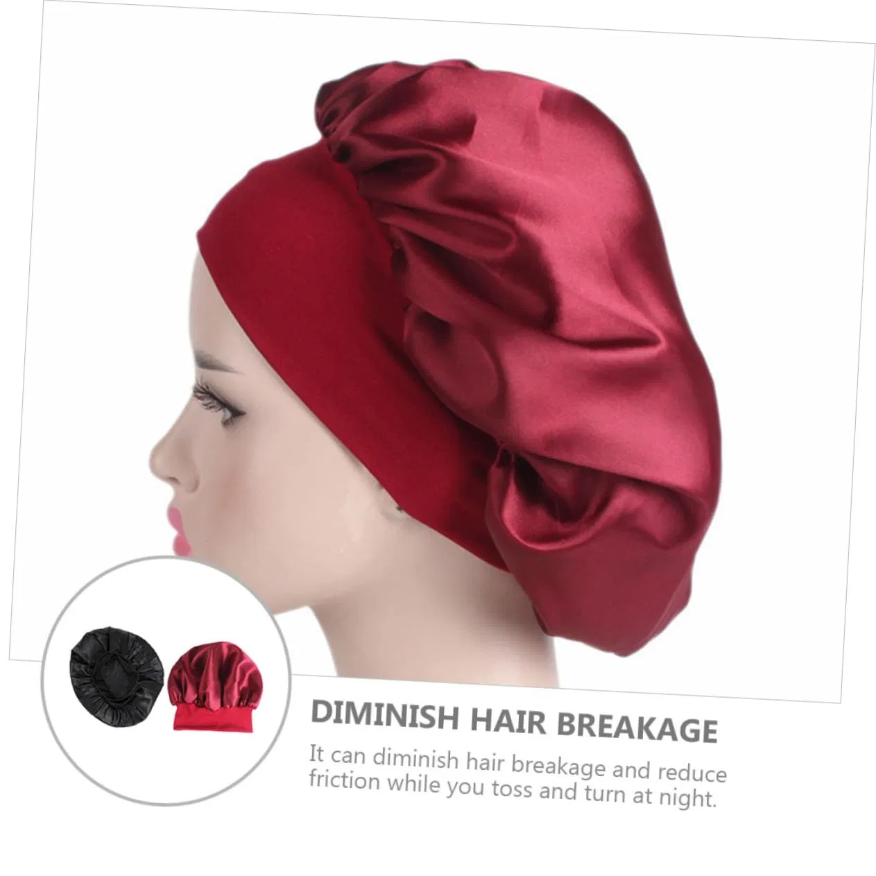 Шапочка для сна и душа, MUCKLILY, набор 2 шт, Black Wine Red — фото 2