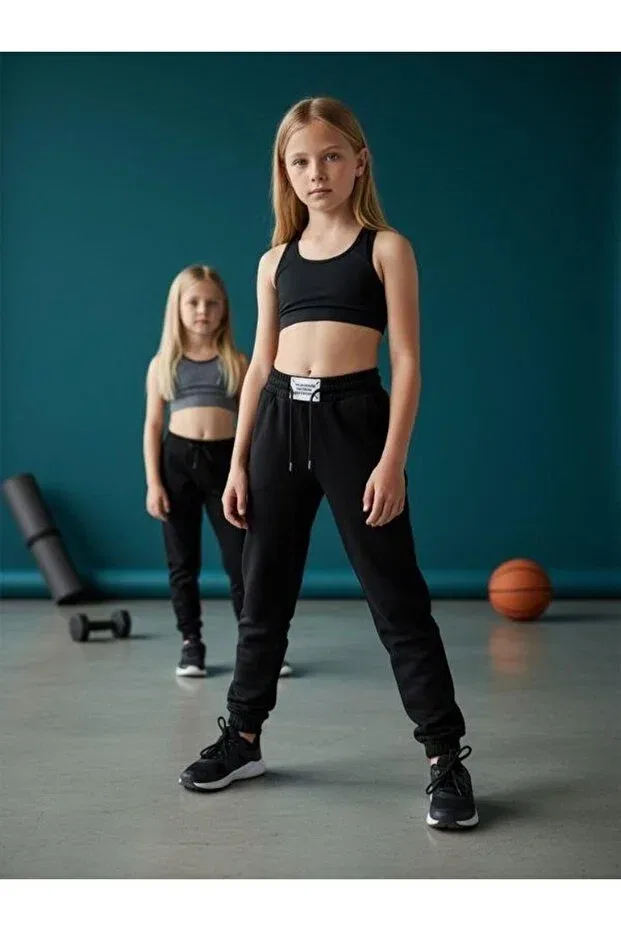 Детские спортивные штаны для девочек утепленные Zekids, Black — фото 4