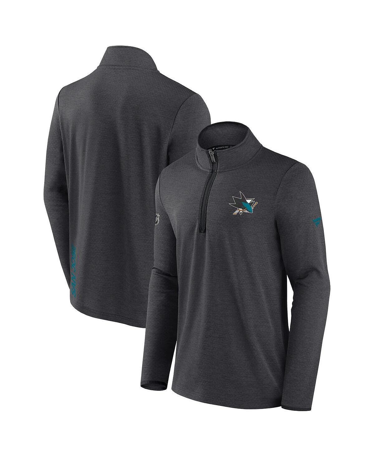 

Мужская фирменная куртка heather charcoal san jose sharks authentic pro rink с молнией на четверть Fanatics, мульти