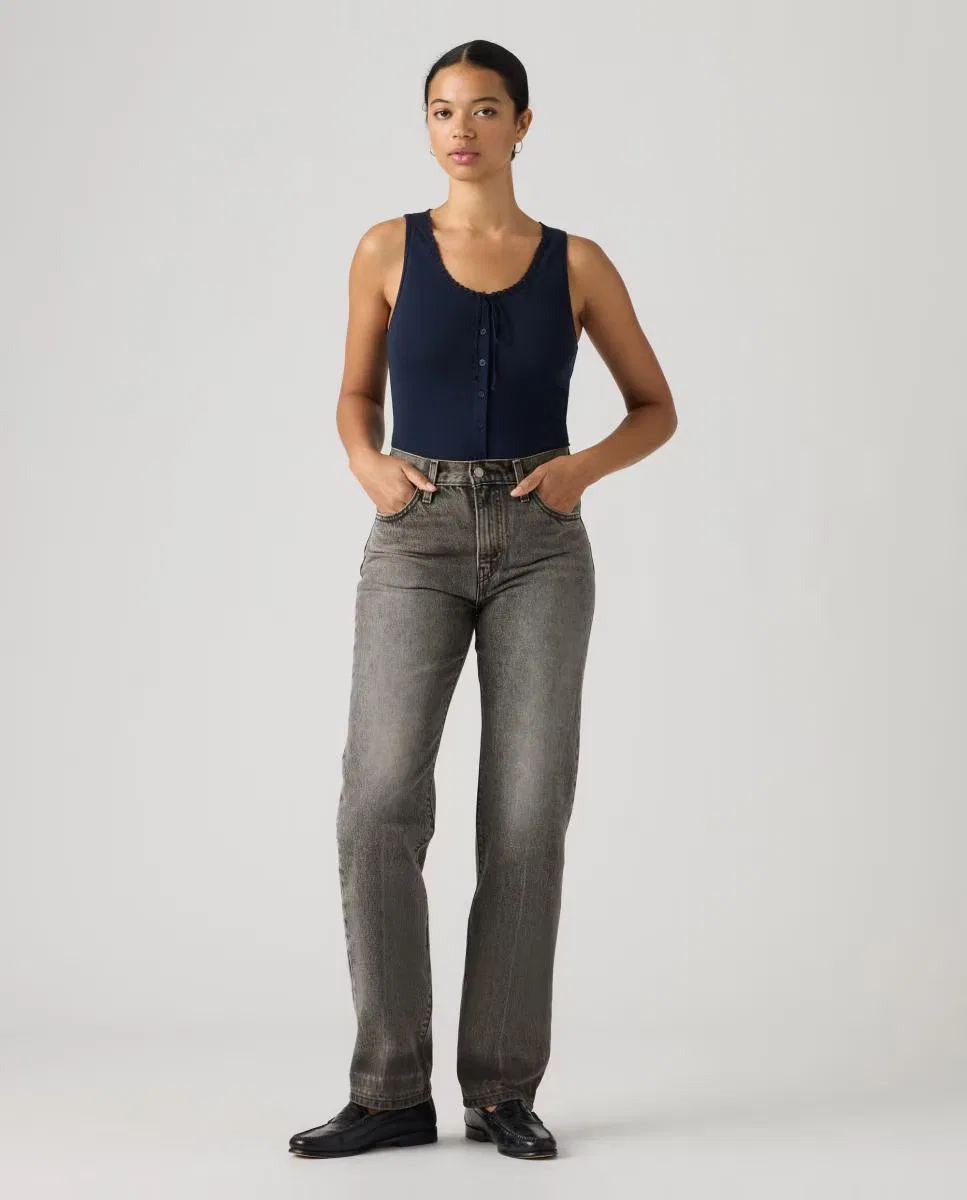Женское прямые джинсы, Vaquero Recto Easy Dad Tiro Alto, Levi's, серый — фото 4