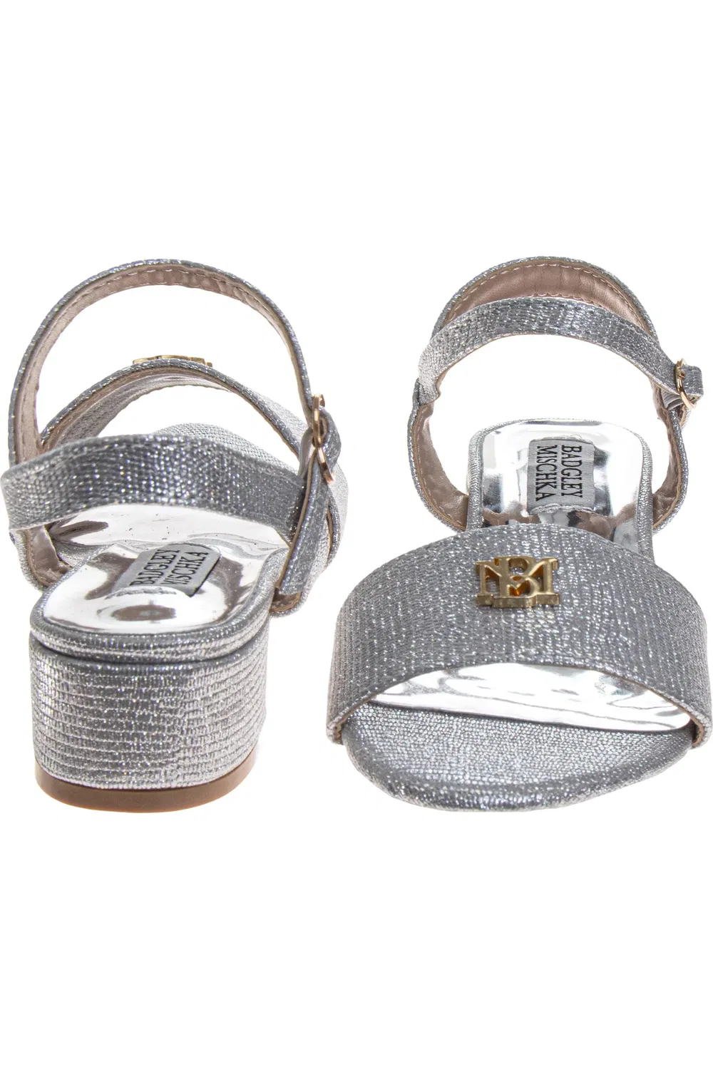 Детские босоножки нарядные с открытым носом Badgley Mischka, Silver — фото 4