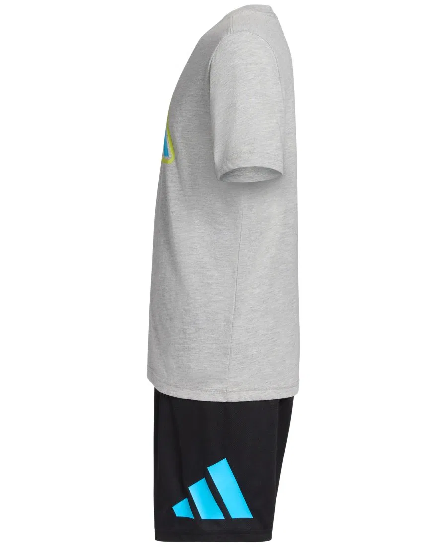 Комплект из футболки и шорт для мальчика, с длинным рукавом, 2 предмета adidas, Gray Heather — фото 4