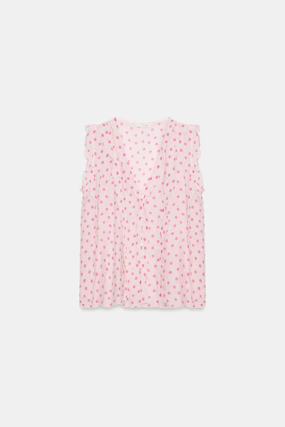Блузка в горошек с оборками ZARA, Pinks — фото 4