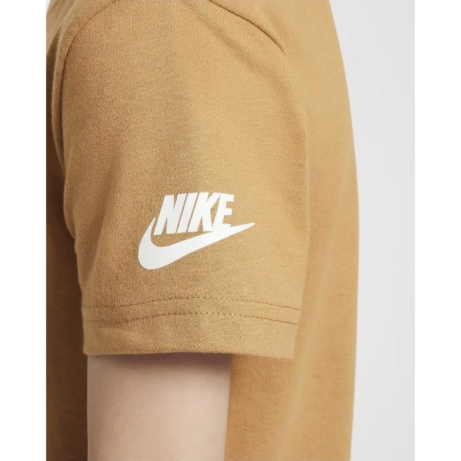 Детская футболка из хлопка с коротким рукавом Club Little Jersey Knit Nike, Горчичный — фото 3
