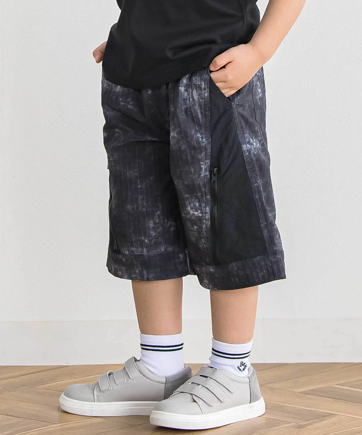 Детские шорты тафта с тай-дай принтом BeBe Petits Pois Vert, Black