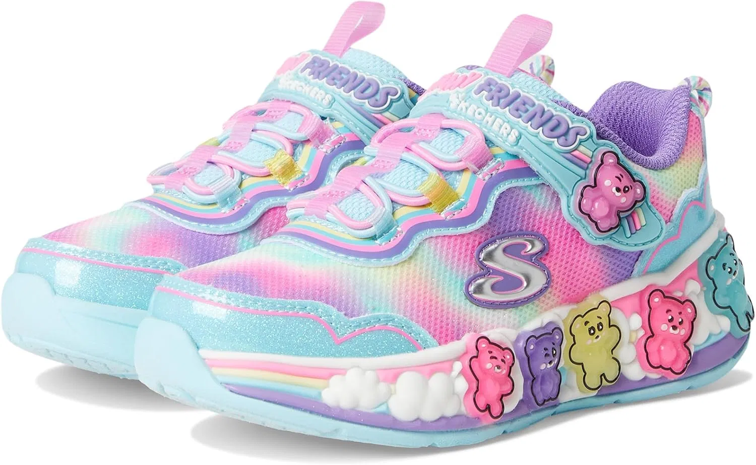 Детские кроссовки для девочек с ароматом Gummy Friends Skechers, Light Blue Synthetic/Multi Trim