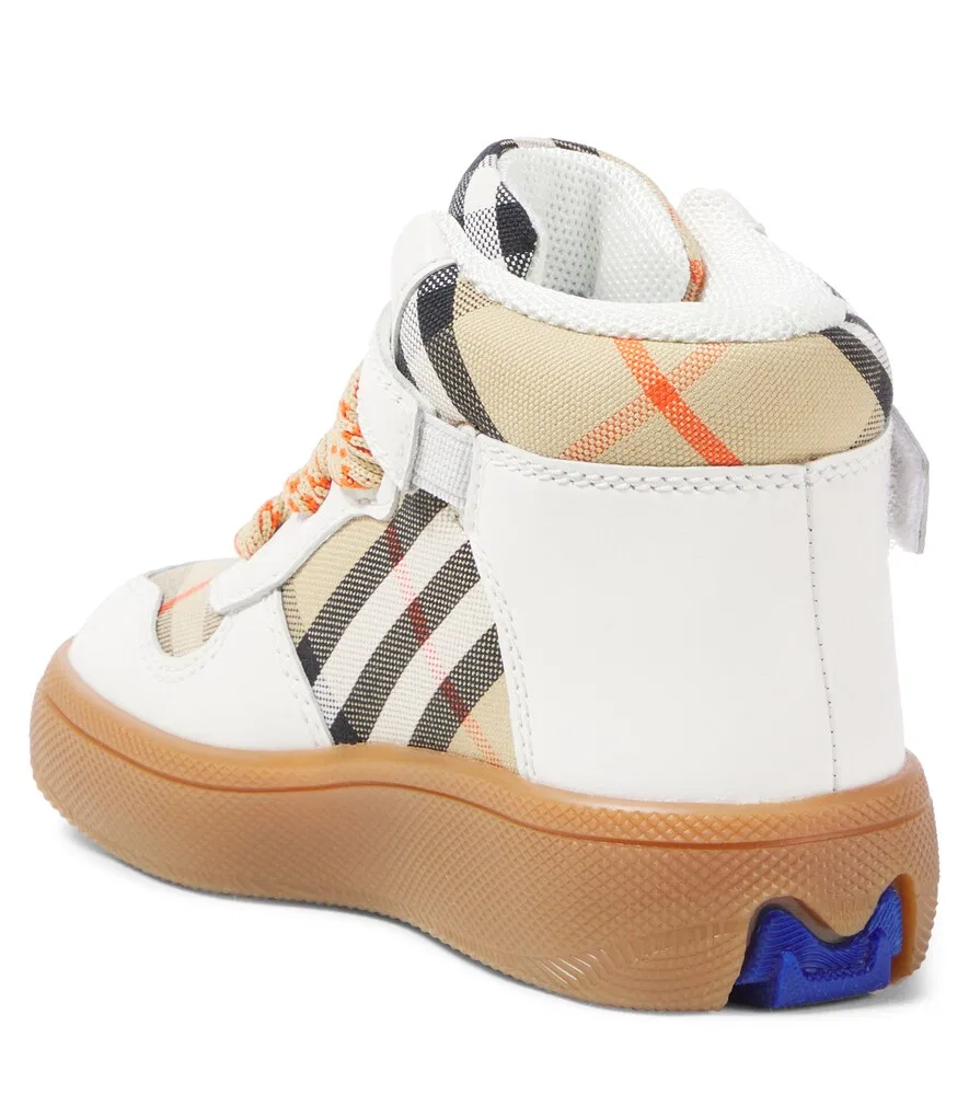 Кроссовки Burberry в клетку из кожи и парусины Burberry Kids, мультиколор — фото 2