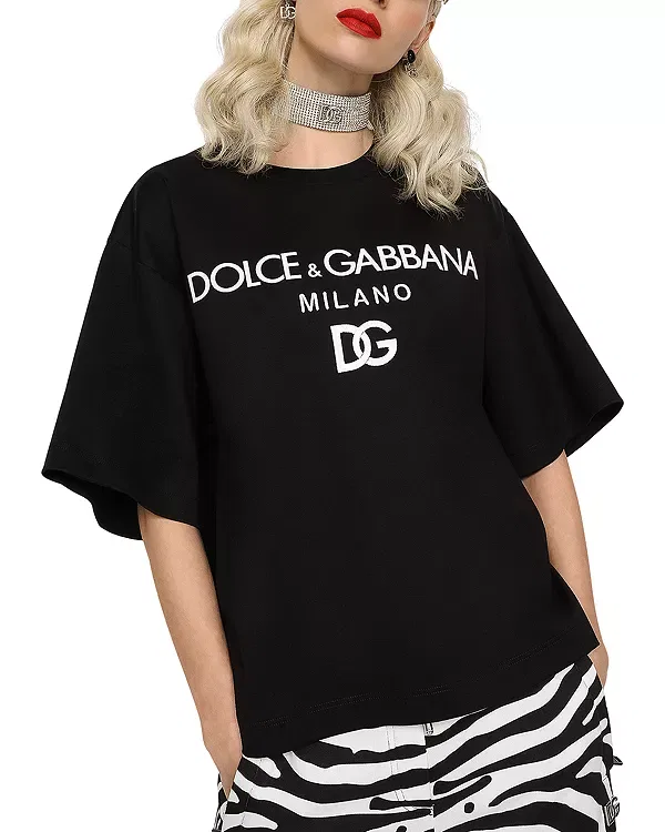 Женская футболка с логотипом Dolce & Gabbana, черный