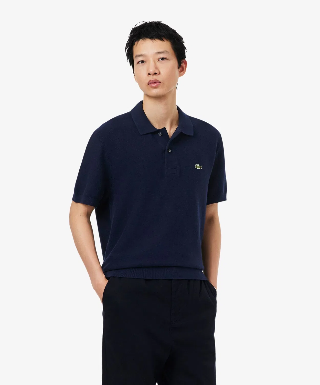 Мужская классическая поло-рубашка из высококачественного трикотажа LACOSTE, Navy
