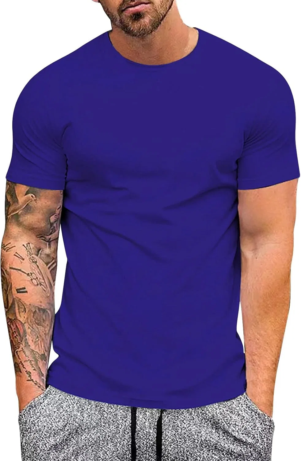 Мужская футболка с коротким рукавом для фитнеса, Blue