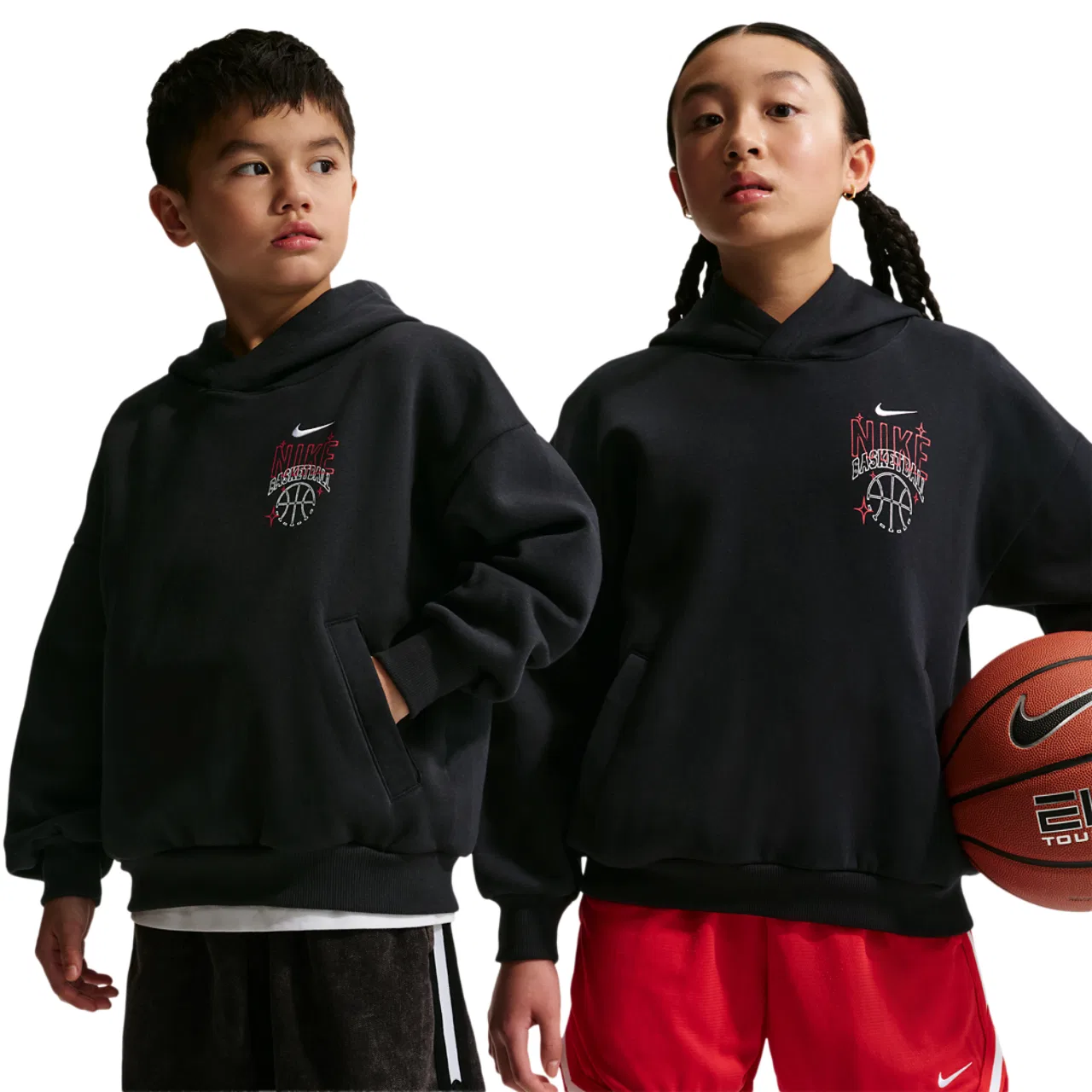 Худи для мальчиков Oversized Fleece Nike, черный/белый