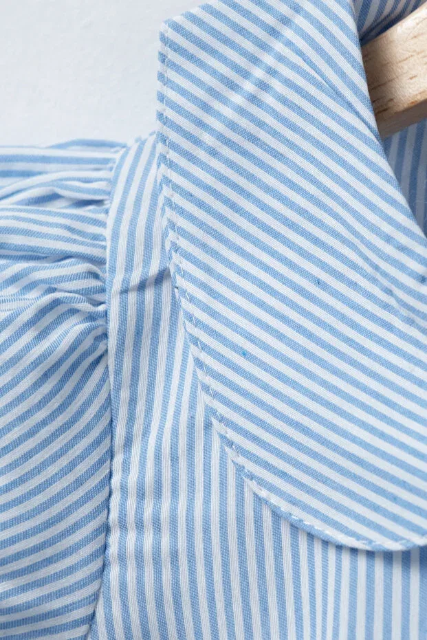Детское платье для девочек с принтом Tiny Golden, Blue Striped — фото 3