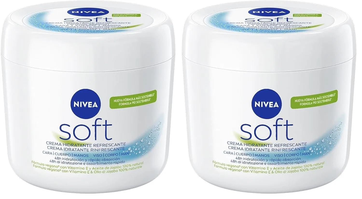Универсальный крем NIVEA Soft с маслом жожоба и витамином E, 2 x 500 мл