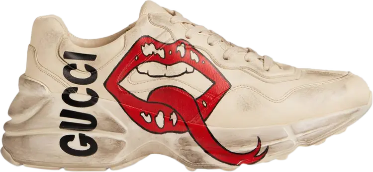 Кроссовки Gucci Wmns Rhyton Mouth Print, кремовый — фото 2