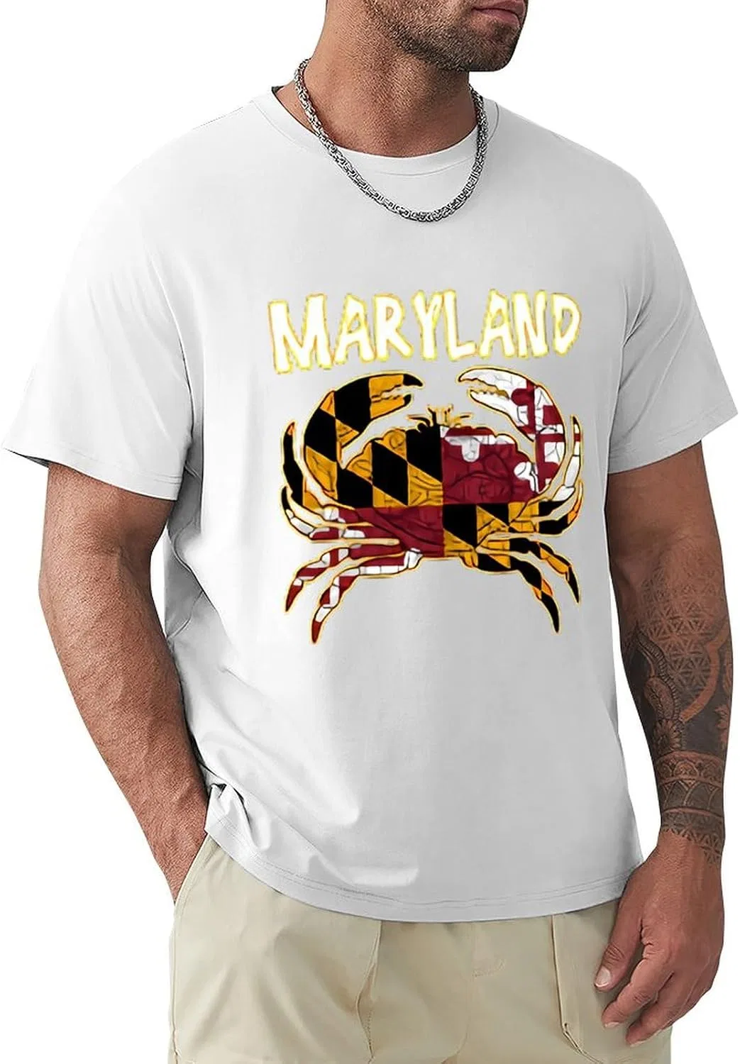 Мужская футболка-поло с принтом флага Maryland Crab, White-style