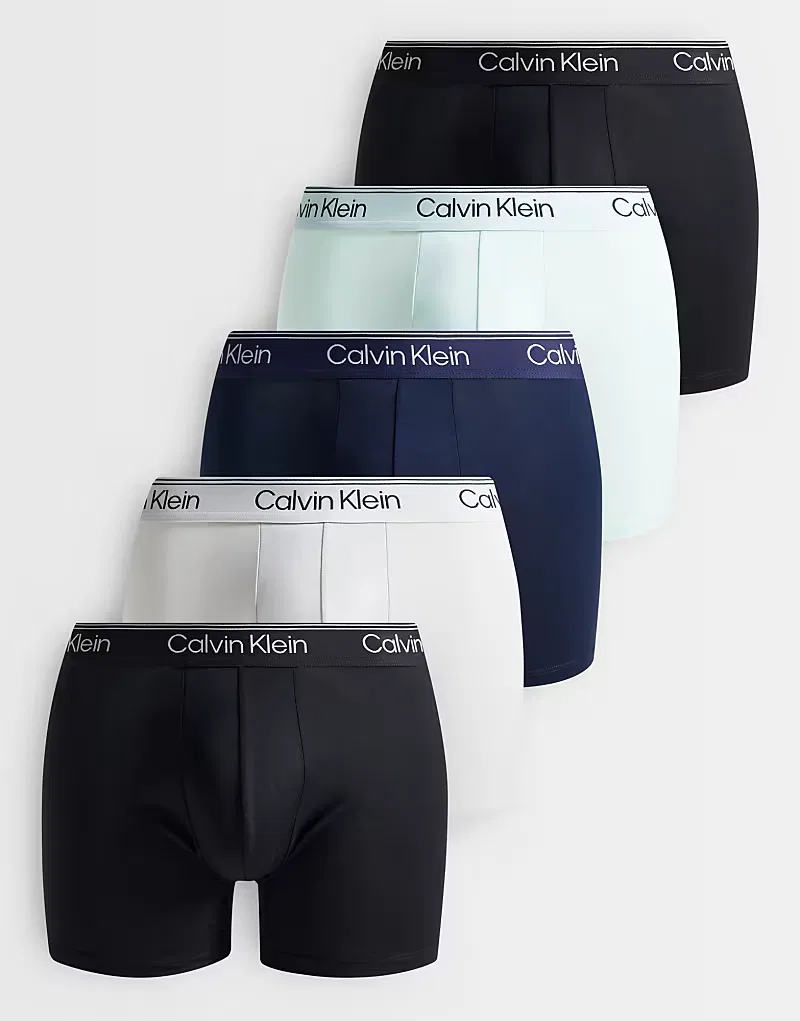 Боксеры Microfibre Stretch 5 пар Calvin Klein, черный/серый/синий