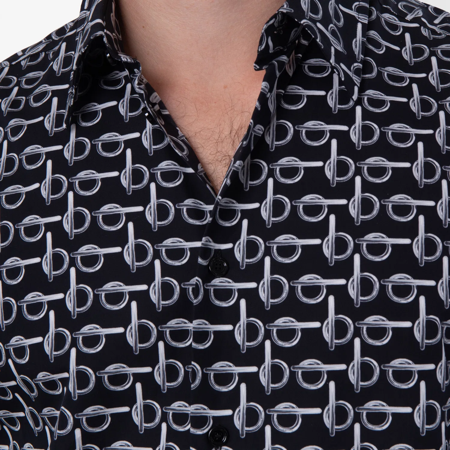 Рубашка с принтом Monogram B Burberry, Silver/Black — фото 2